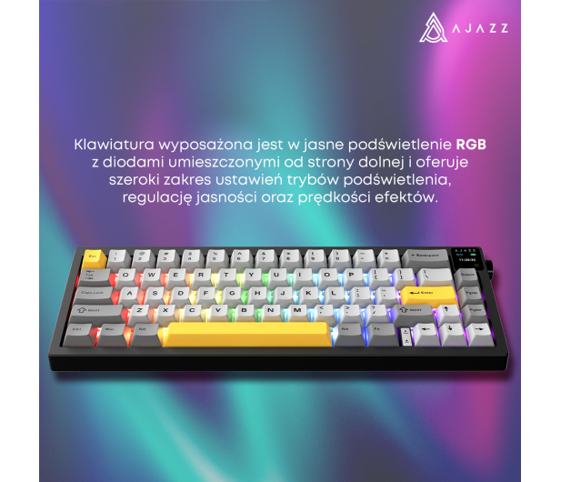 Ajazz AK650 Dream Weaver Switch Black Gray Yellow RGB z ekanem - 1536355 - zdjęcie 15